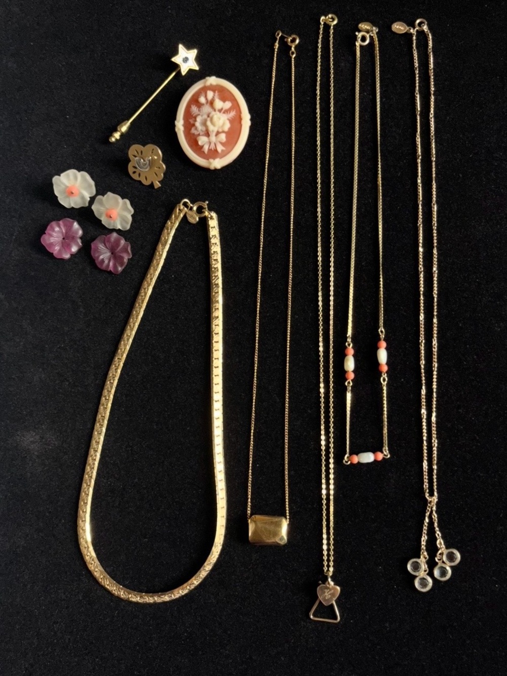 Vintage Avon Jewelry Lot 7pc | 70s 80s 90s Estate Collection Cameo Initial H